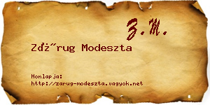 Zárug Modeszta névjegykártya